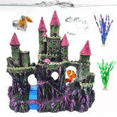 PINVNBY Aquarium Resin Castle pink front view offers shelter and a colorful focal point.