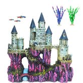 PINVNBY Aquarium Resin Castle purple front view highlights vivid colors for engaging underwater scenes.
