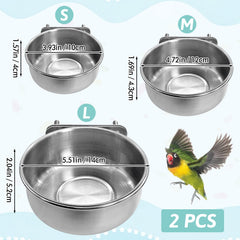 PINVNBY bird bowl mounted outside cage for flexible placement.