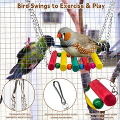 PINVNBY natural wood texture toy highlights safe, edible-dye coloration for birds