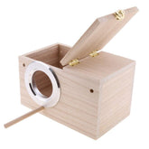 PINVNBY nesting box side view shows durable pine for secure bird housing.