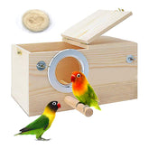 PINVNBY parakeet nesting box top view—natural wood design supports safe nesting.