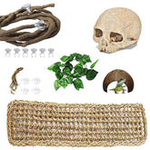 PINVNBY resin human skull habitat decor showcasing lifelike details and hiding opportunities for reptiles.