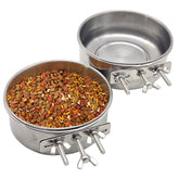 PINVNBY stainless-steel bird bowl hanging demonstrates durable, rust-resistant cage feeding