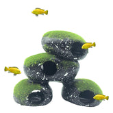 PINVNBY stone aquarium hideaway base provides stable bottom placement for calm tanks.