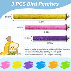 PINVNBY wood bird perch 7.87in supports mid-sized birds and balance play.
