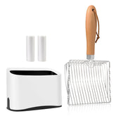 PIPIMOO cat litter scooper with holder provides convenient stand for quick cleanup.