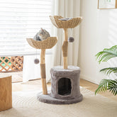 PISARRY cat tree tower 46-inch showcasing sturdy wood for lasting play