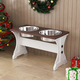 Piskyet elevated dog bowls stand front view showing sturdy design for comfortable feeding