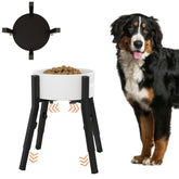 Piskyet raised dog bowl stand front view showing stable base for large dogs