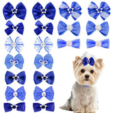 Pistha dog bows closeup showing rhinestones for festive styling