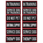 Pistha service dog patch on harness enhances visibility and identification.