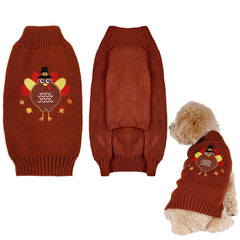 pistha turkey-appliqué sweater on dog for festive photos