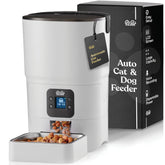 Pitpet Smart Automatic Cat Feeder front view in white showing the clean design for reliable scheduled meals