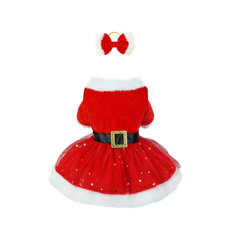PIXRIY Christmas dog dress with bow for festive photoshoots.