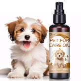 Pjordo Pet Fur Care Oil bottle pour highlights easy application and nourishment.
