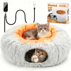 PJT Heated Cat Bed outer view showcases its plush warmth and premium design.