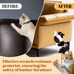 PJT clear adhesive back protector sticks firmly yet removes without residue on leather