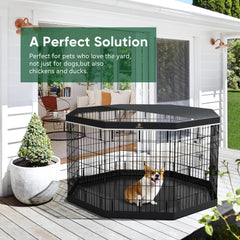 PJYuCien 8 panels dog playpen showcases versatile shape for tailored space.