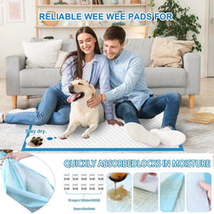PJYRTOQ XXL Puppy Pee Pad ultra-absorbent core rapidly locks in liquid for quick containment.