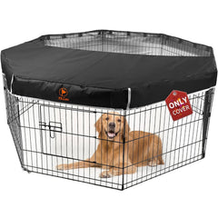 PJYuCien dog playpen mesh top cover front view with airflow and coverage
