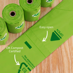 Pkpoo plastic-free packaging on compostable bags supports sustainable disposal.