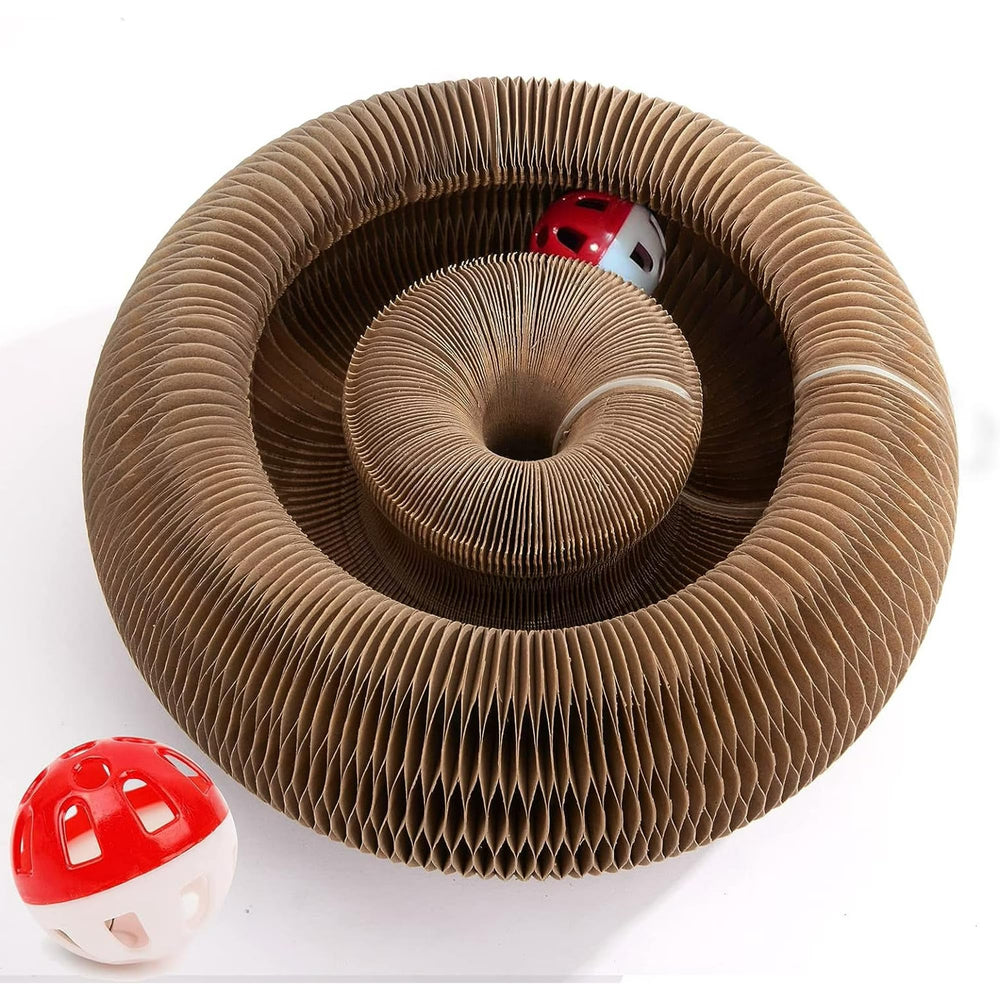Planatex Kitty Curlz Magic Organ scratcher folded, ideal for compact apartments and quick storage.
