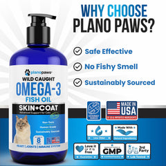Plano Paws Omega-3 fish oil cat coat glow highlights healthier fur