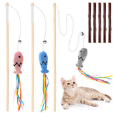 Plant Castle natural wood cat wand toy 16-inch stick for active play and chasing.