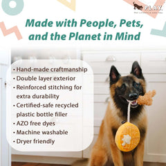 P.L.A.Y. brunch toy with squeaker rope, lively playtime for puppies.