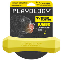 Playology jumbo squeaky chew stick front view for large dogs.
