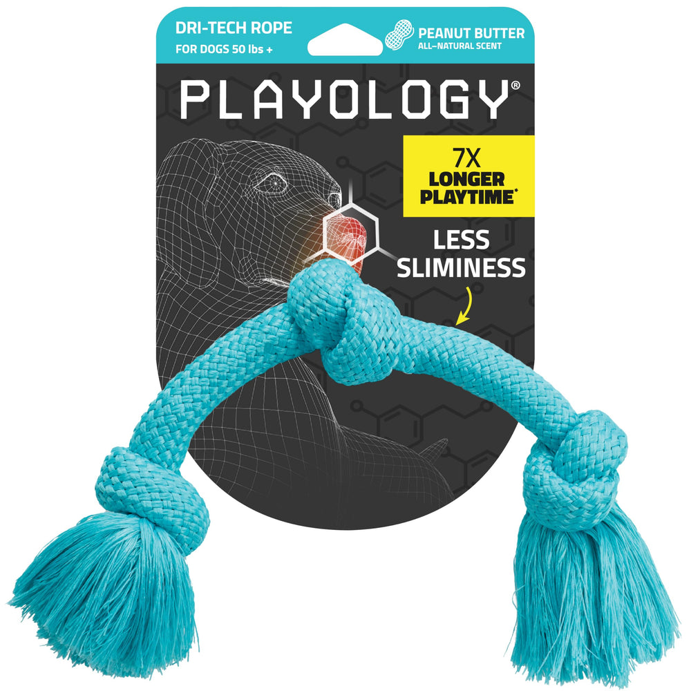 Playology Dri-Tech Rope Toy closeup shows rugged rope designed for aggressive chewers.