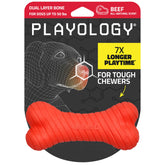 Playology dual-layer bone beef scent toy for dogs, durable chew toy
