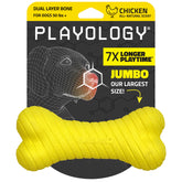Playology dual-layer bone dog toy front view for durable, long-lasting chew sessions.
