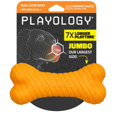 Playology dual-layer bone front close view shows rugged chew action for tough chewers.