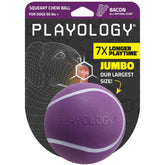 Playology Squeaky Chew Ball close-up shows bacon scent for engaging play