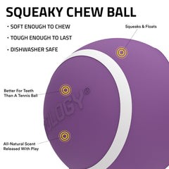 Playology Squeaky Chew Ball floating in water supports fetch in lakes