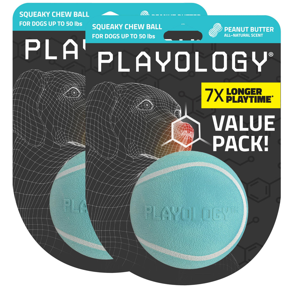 Playology squeaky chew ball helps engage medium dogs up to 50 lbs.