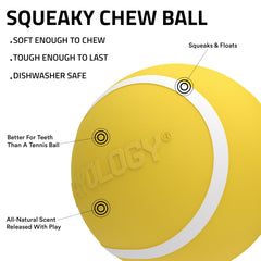 Playology Squeaky Chew Ball side-view showing rugged chew and bounce