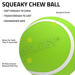 Playology Squeaky Chew Ball scent-encapsiscent shows long-lasting sweet potato scent for canine engagement.