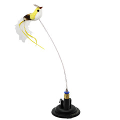 Playology suction cup spring bird in action for chasing and pouncing fun