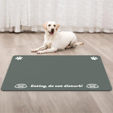 Plentio extra large pet food mat 36x24 on floor protects feeding area from spills.