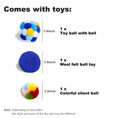 PLIISLUP cat tunnel bed includes three toys for engaging play.