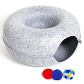 PLIISLUP large cat tunnel bed donut entrance boosts play and nap in a cozy hideaway.