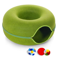 PLIISLUP large cat tunnel bed green shows overall dimensions for comfortable lounging