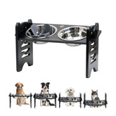 PLITTPETTS elevated dog bowls stand during assembly shows sturdy, tool-free setup.