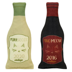 Plum Hill Plush wine bottle cat toy ready for tossing and cuddling