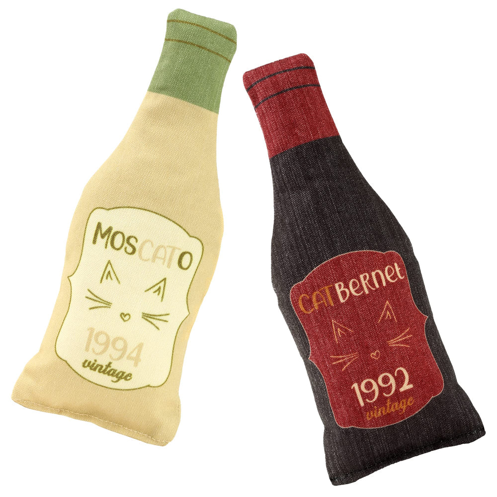 Plum Hill wine-bottle catnip toy playtime closeup encouraging interactive play