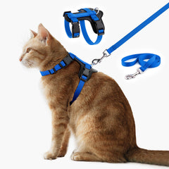 Plutus Pet adjustable cat harness royal blue back view for secure outdoor adventures.