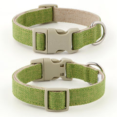 Plutus Pet cotton hemp collar adjustable range demonstrates fit from small to large dogs.